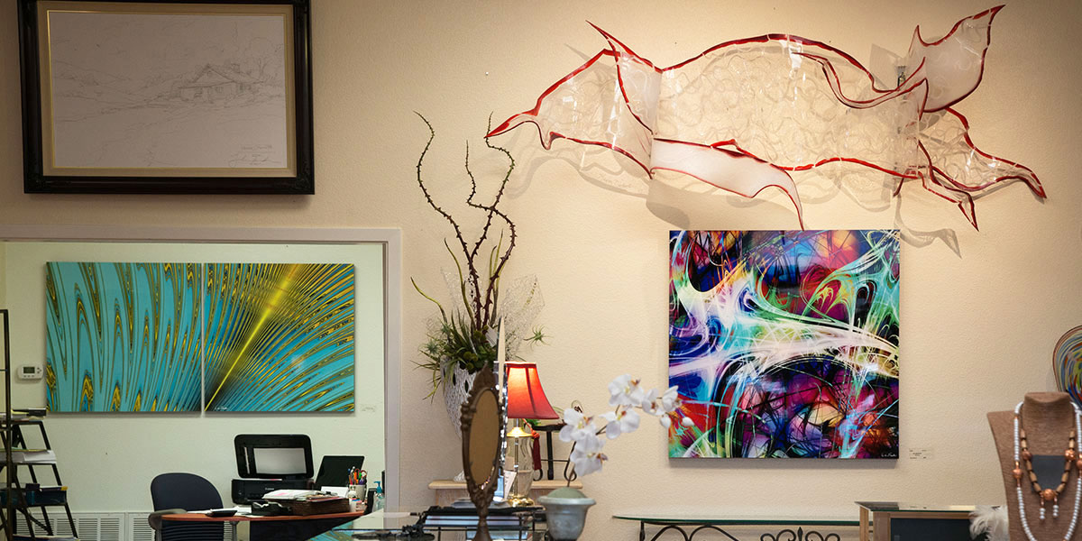 Artworks hung at Valerosa Designs & Gallery